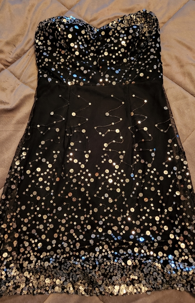 Sequin short strapless dress